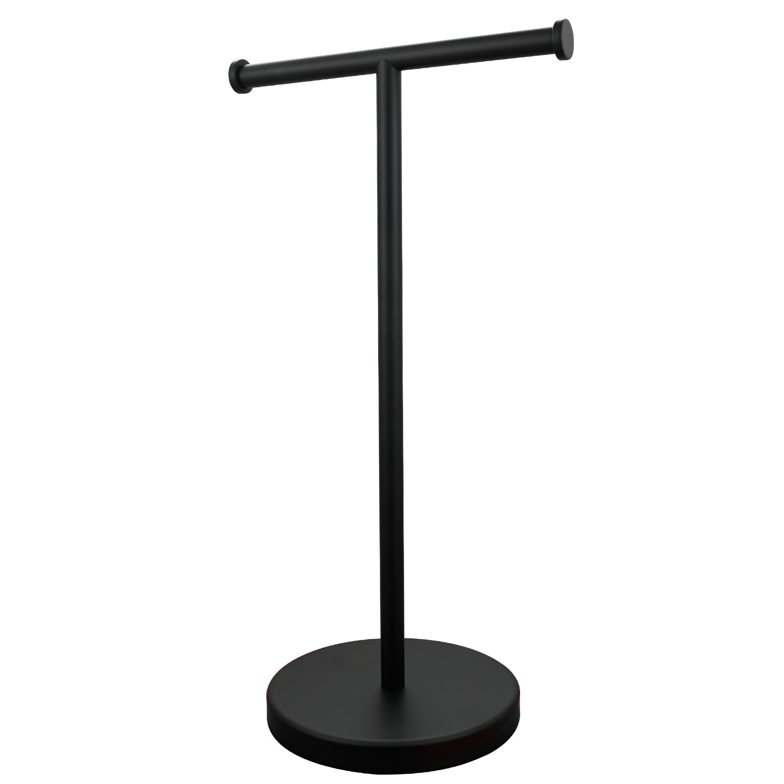 Tecmolog Stainless Steel Free Standing Paper Towel Holder,Black Bathroom Roll Holder with Non-Slip Mat,SBH265B