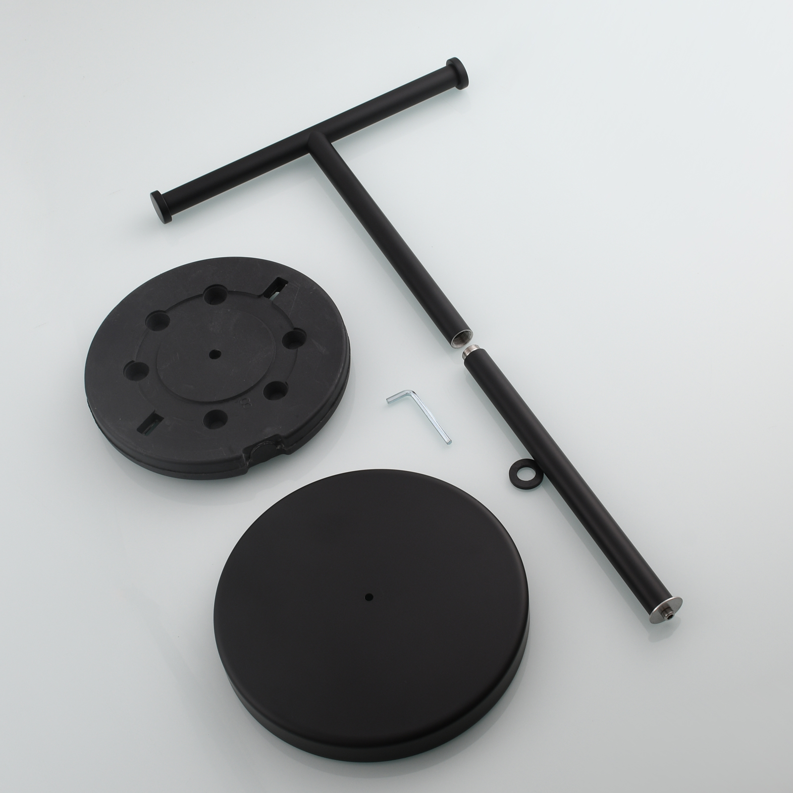 Tecmolog Stainless Steel Free Standing Paper Towel Holder,Black Bathroom Roll Holder with Non-Slip Mat,SBH265B
