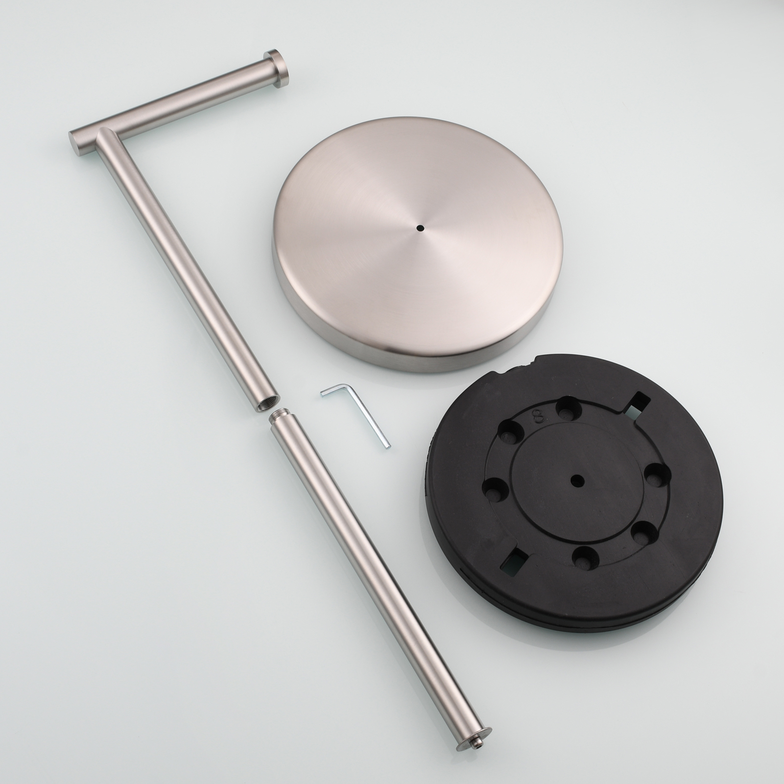 Tecmolog Stainless Steel Free Standing Paper Towel Holder,Black Bathroom Roll Holder with Non-Slip Mat,SBH265B