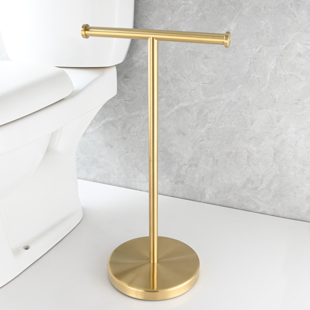 Tecmolog Stainless Steel Free Standing Paper Towel Holder,Black Bathroom Roll Holder with Non-Slip Mat,SBH265B
