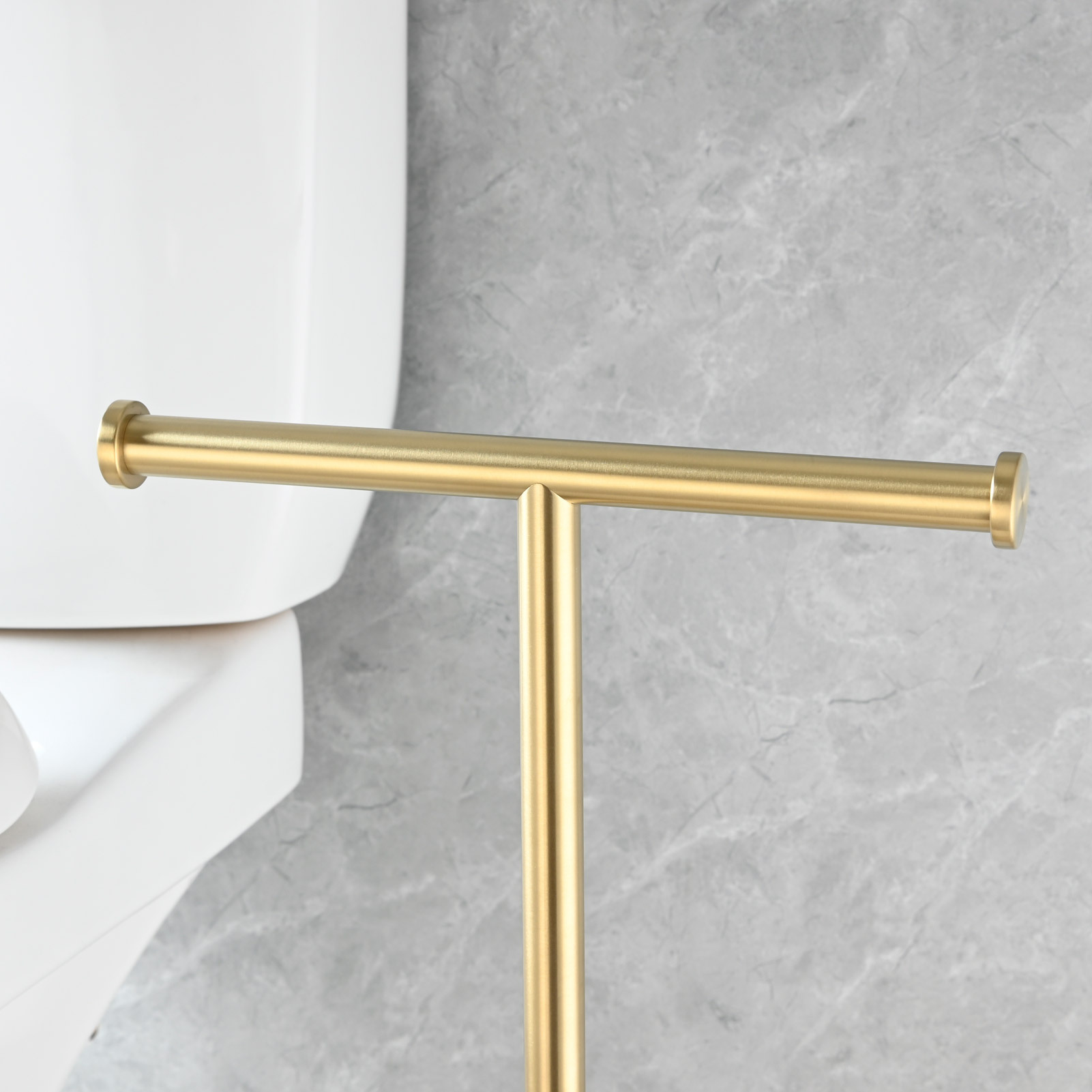 Tecmolog Stainless Steel Free Standing Paper Towel Holder,Black Bathroom Roll Holder with Non-Slip Mat,SBH265B