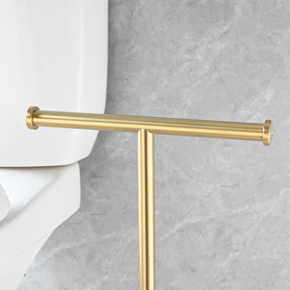 Tecmolog Stainless Steel Free Standing Paper Towel Holder,Black Bathroom Roll Holder with Non-Slip Mat,SBH265B