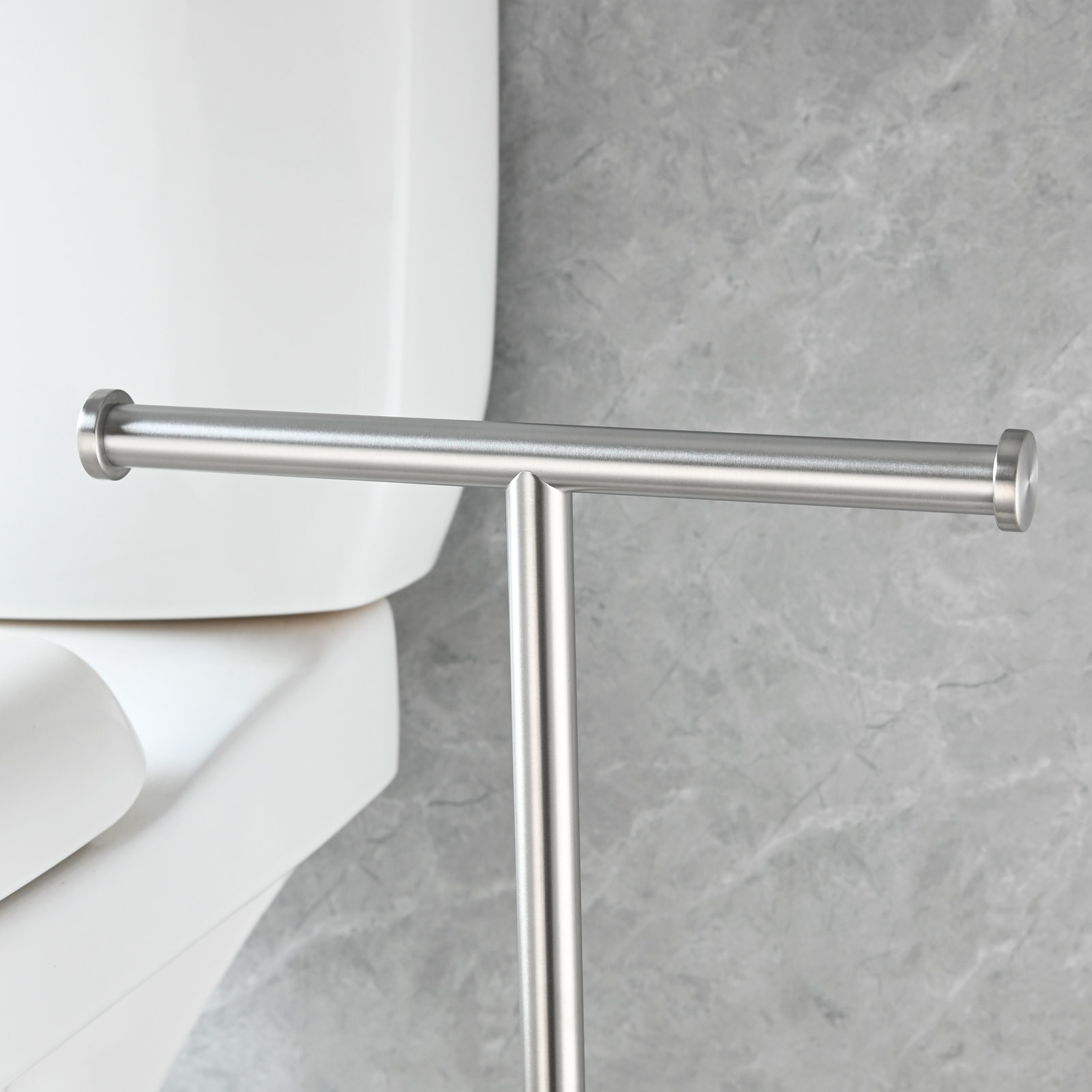 Tecmolog Stainless Steel Free Standing Paper Towel Holder,Black Bathroom Roll Holder with Non-Slip Mat,SBH265B