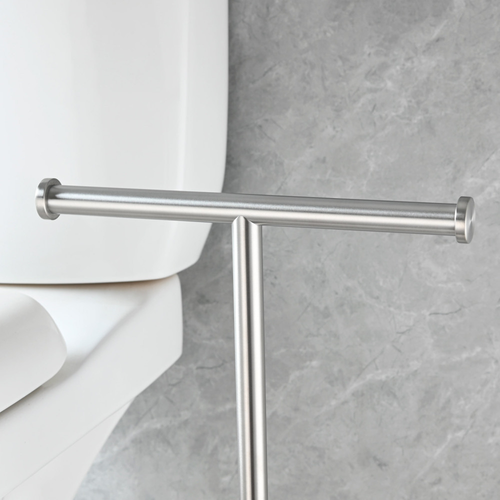 Tecmolog Stainless Steel Free Standing Paper Towel Holder,Black Bathroom Roll Holder with Non-Slip Mat,SBH265B
