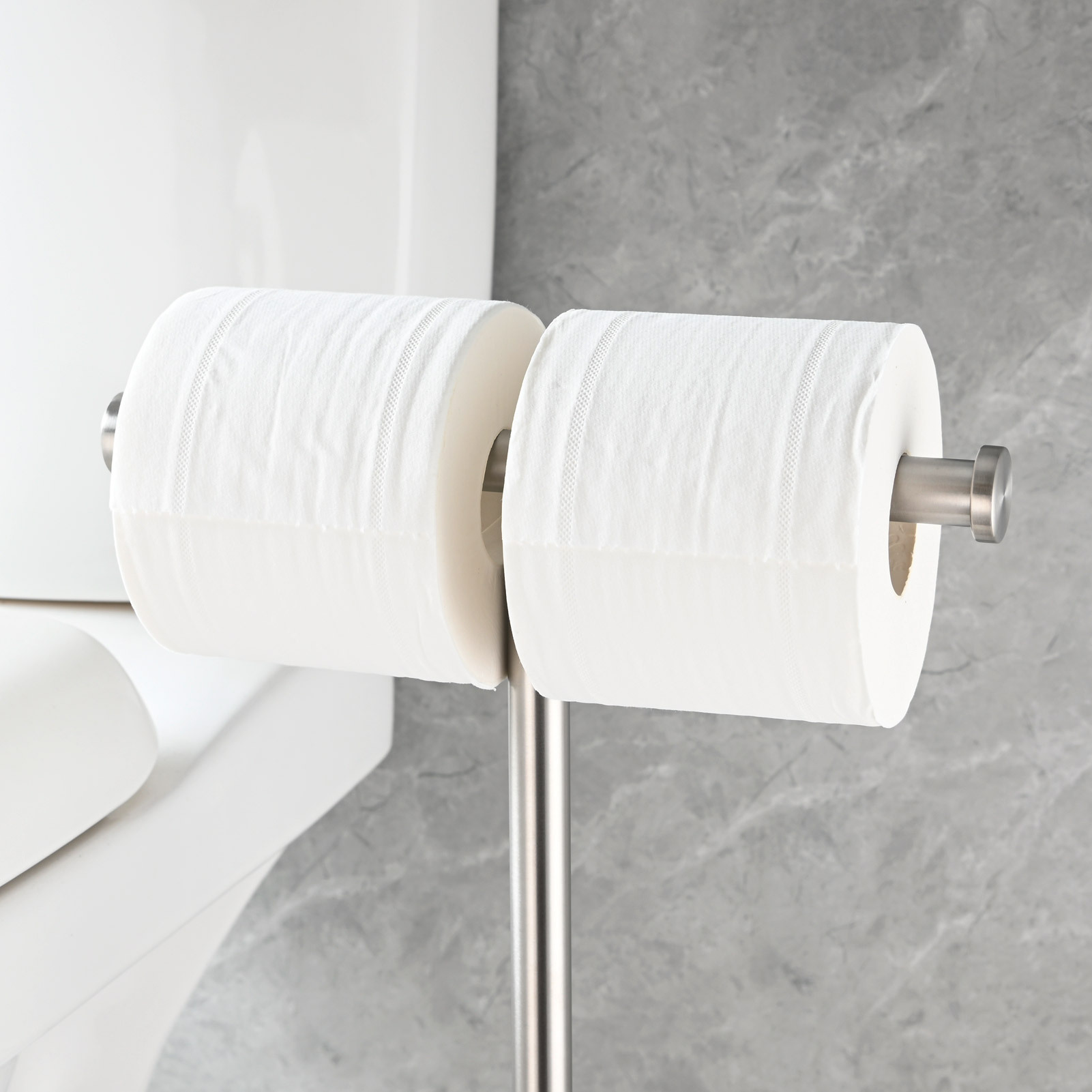 Tecmolog Stainless Steel Free Standing Paper Towel Holder,Black Bathroom Roll Holder with Non-Slip Mat,SBH265B