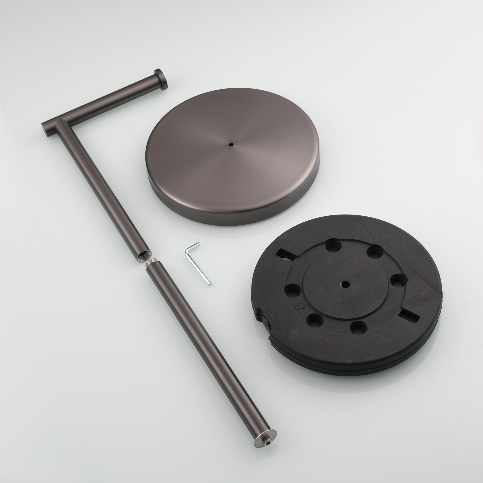 Tecmolog Stainless Steel Free Standing Paper Towel Holder,Black Bathroom Roll Holder with Non-Slip Mat,SBH265B