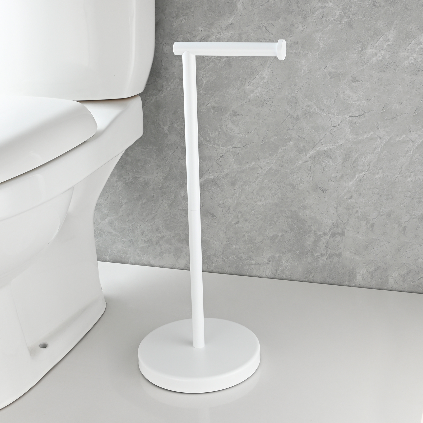 Tecmolog Stainless Steel Free Standing Paper Towel Holder,Black Bathroom Roll Holder with Non-Slip Mat,SBH265B