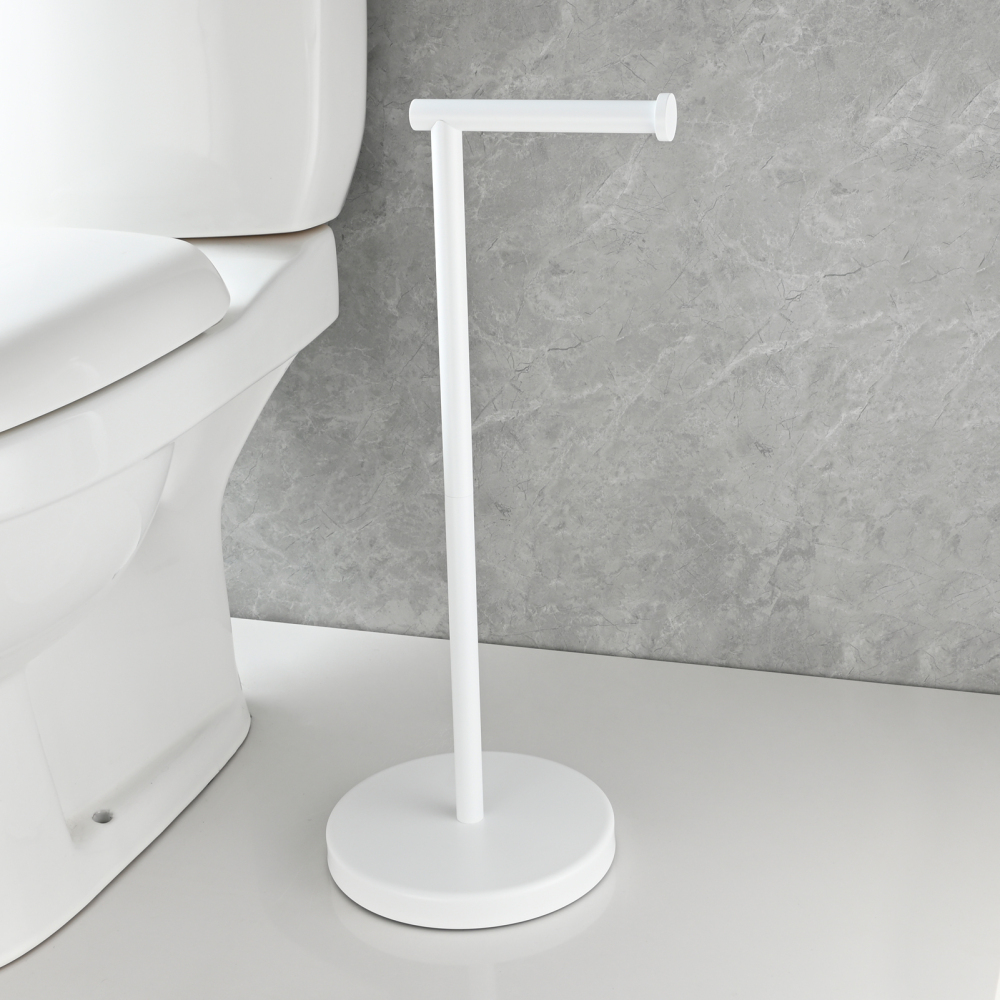 Tecmolog Stainless Steel Free Standing Paper Towel Holder,Black Bathroom Roll Holder with Non-Slip Mat,SBH265B
