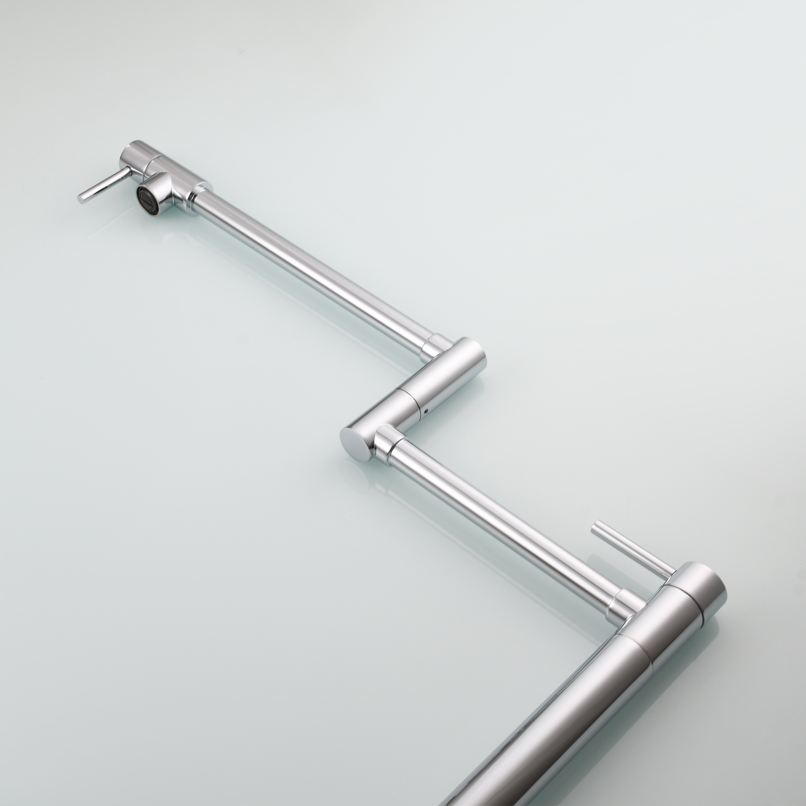 Tecmolog Brass Folding Faucet Single Cold Kitchen Tap with Double Joint Swing Arms