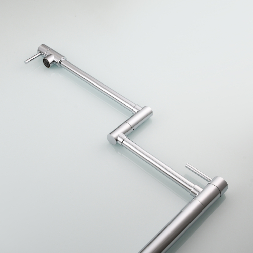 Tecmolog Brass Folding Faucet Single Cold Kitchen Tap with Double Joint Swing Arms