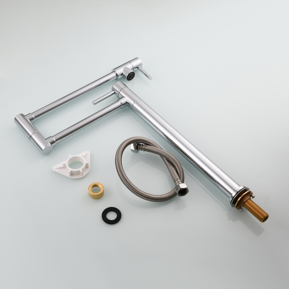 Tecmolog Brass Folding Faucet Single Cold Kitchen Tap with Double Joint Swing Arms