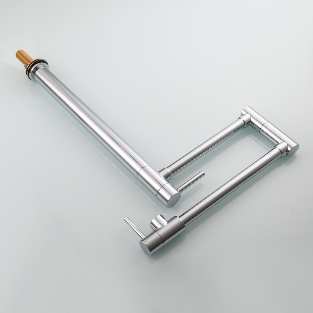 Tecmolog Brass Folding Faucet Single Cold Kitchen Tap with Double Joint Swing Arms