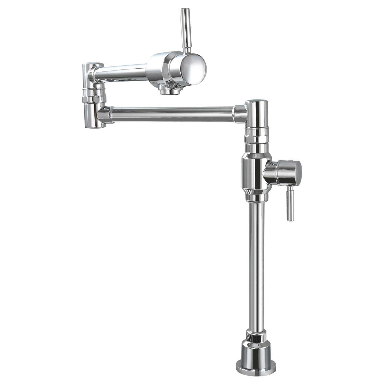 Tecmolog Brass Folding Deck Mount Pot Faucets Over Stove,Single Cold Kitchen Tap with Double Joint Swing Arms