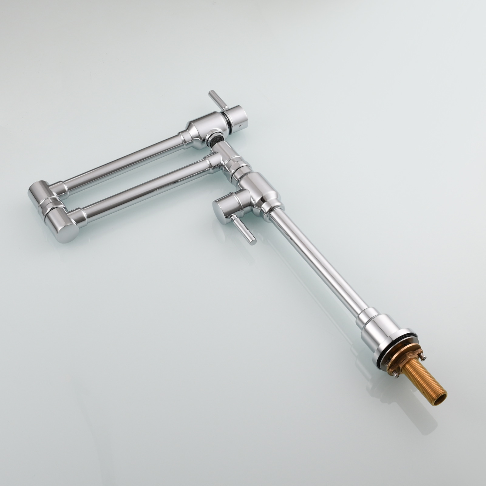 Tecmolog Brass Folding Deck Mount Pot Faucets Over Stove,Single Cold Kitchen Tap with Double Joint Swing Arms