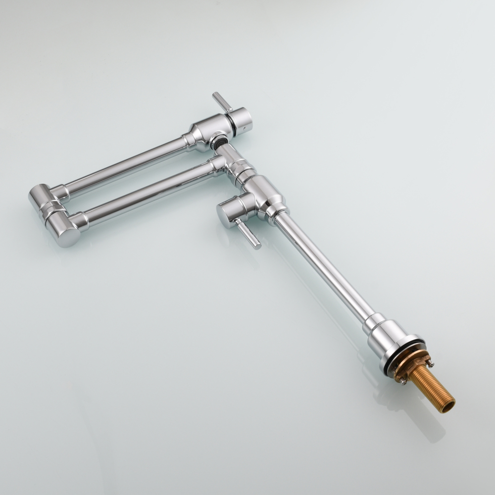 Tecmolog Brass Folding Deck Mount Pot Faucets Over Stove,Single Cold Kitchen Tap with Double Joint Swing Arms