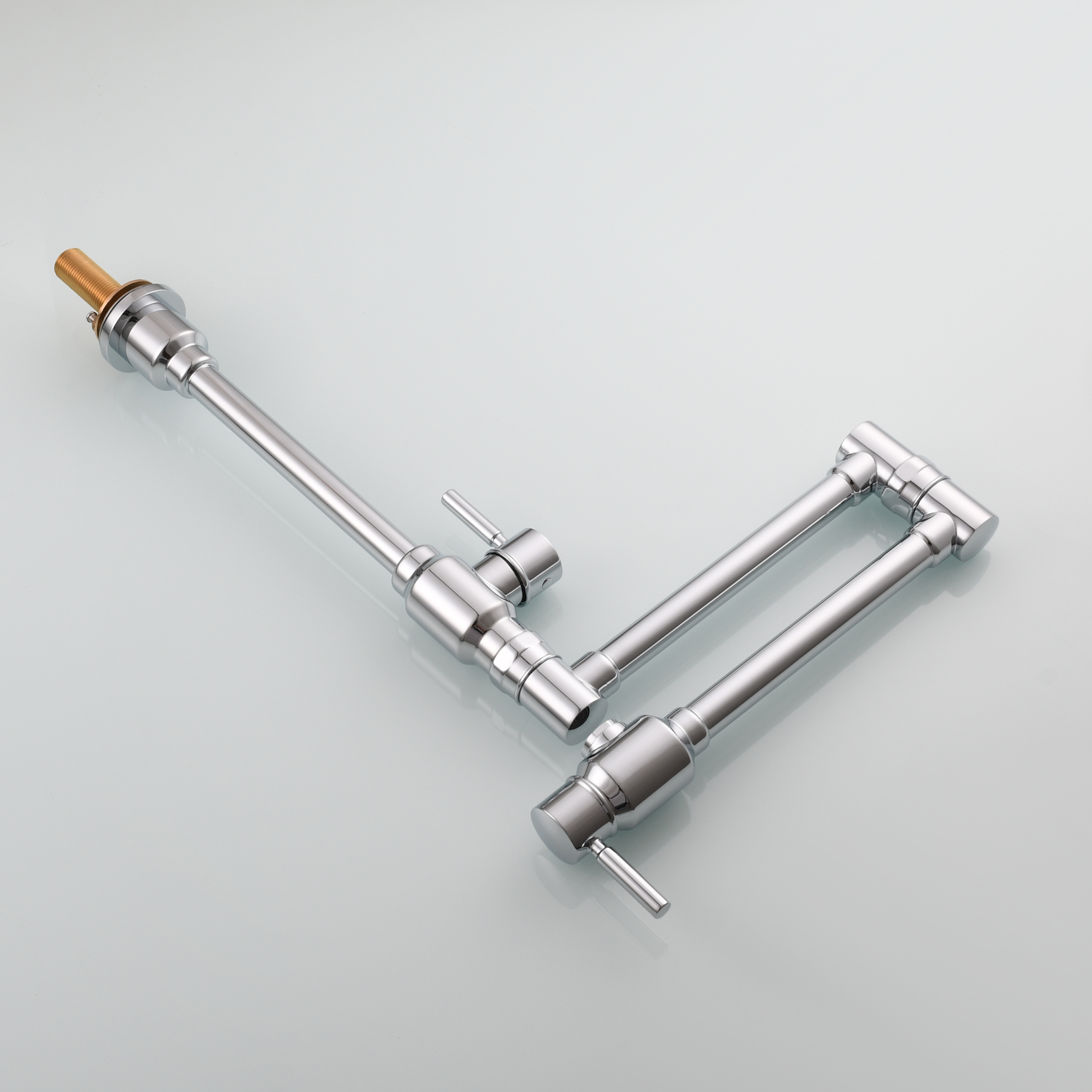 Tecmolog Brass Folding Deck Mount Pot Faucets Over Stove,Single Cold Kitchen Tap with Double Joint Swing Arms