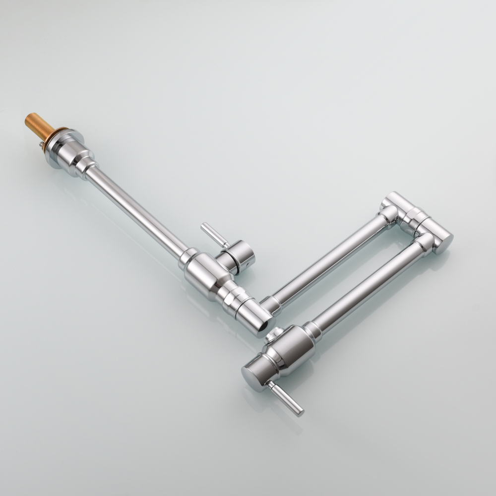 Tecmolog Brass Folding Deck Mount Pot Faucets Over Stove,Single Cold Kitchen Tap with Double Joint Swing Arms