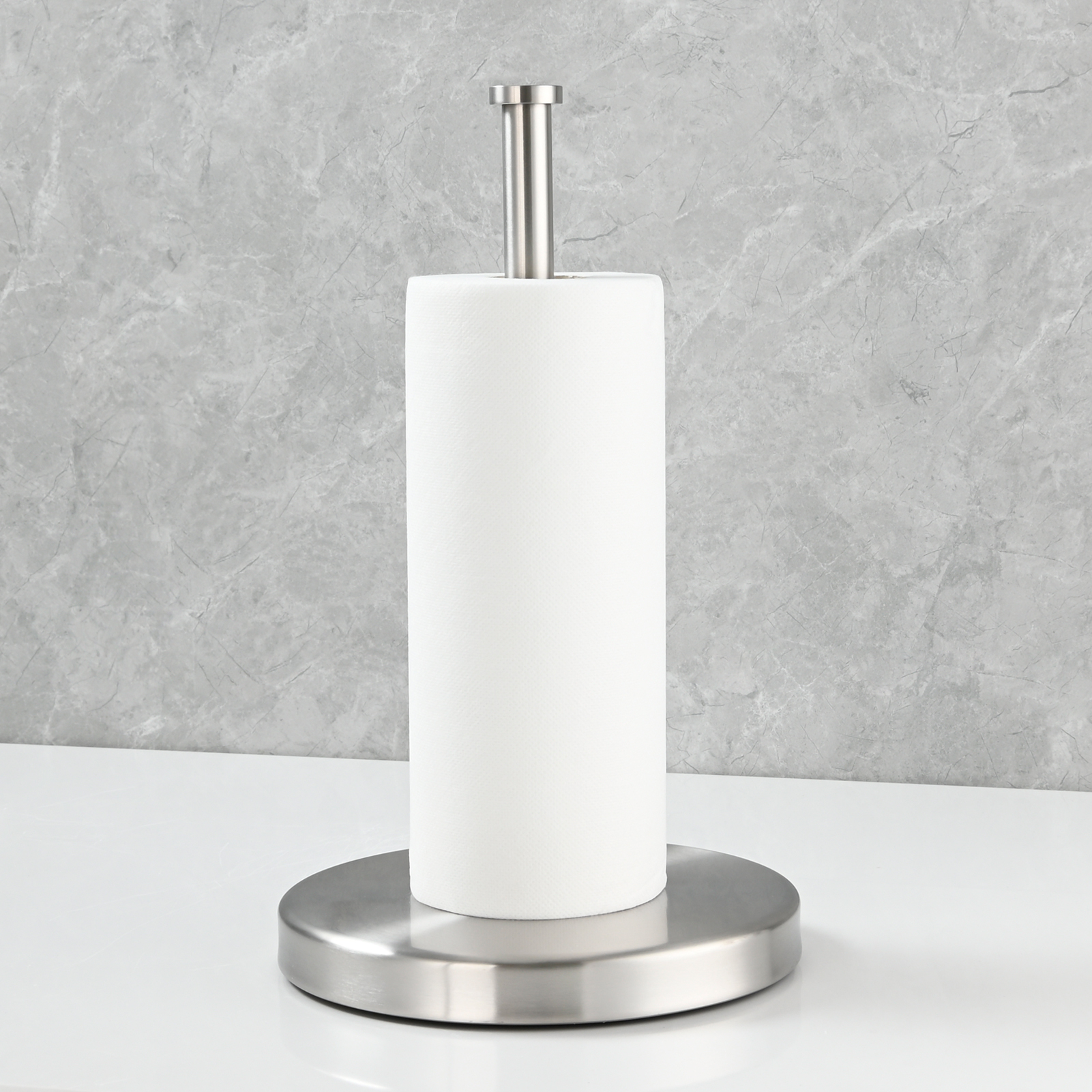Tecmolog Stainless Steel Freestanding Paper Towel Holder for Kitchen Countertop