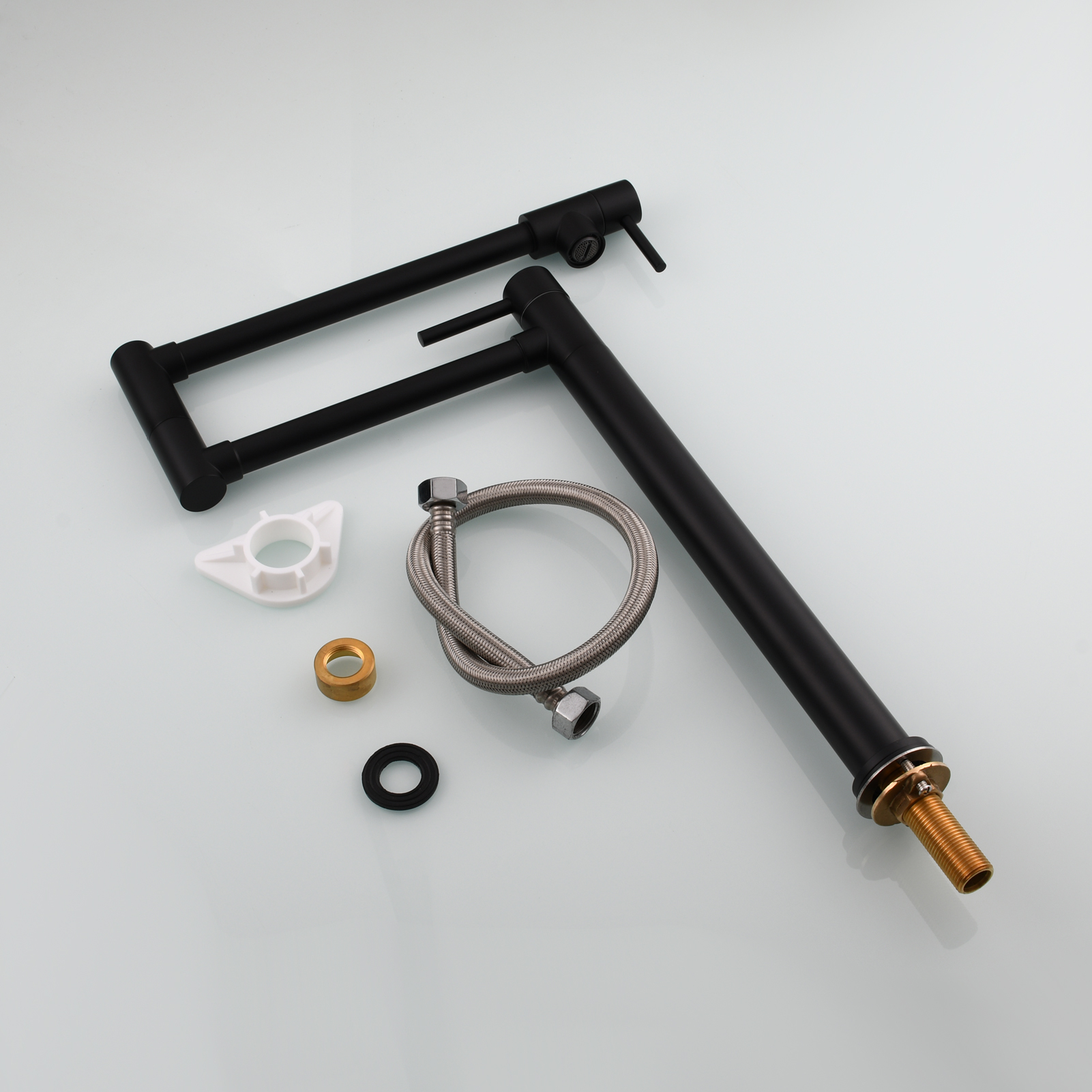 Tecmolog Brass Folding Faucet Single Cold Kitchen Tap with Double Joint Swing Arms