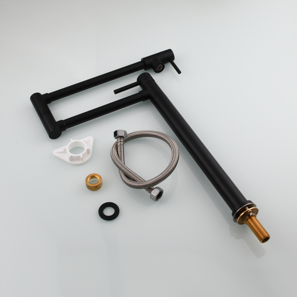 Tecmolog Brass Folding Faucet Single Cold Kitchen Tap with Double Joint Swing Arms