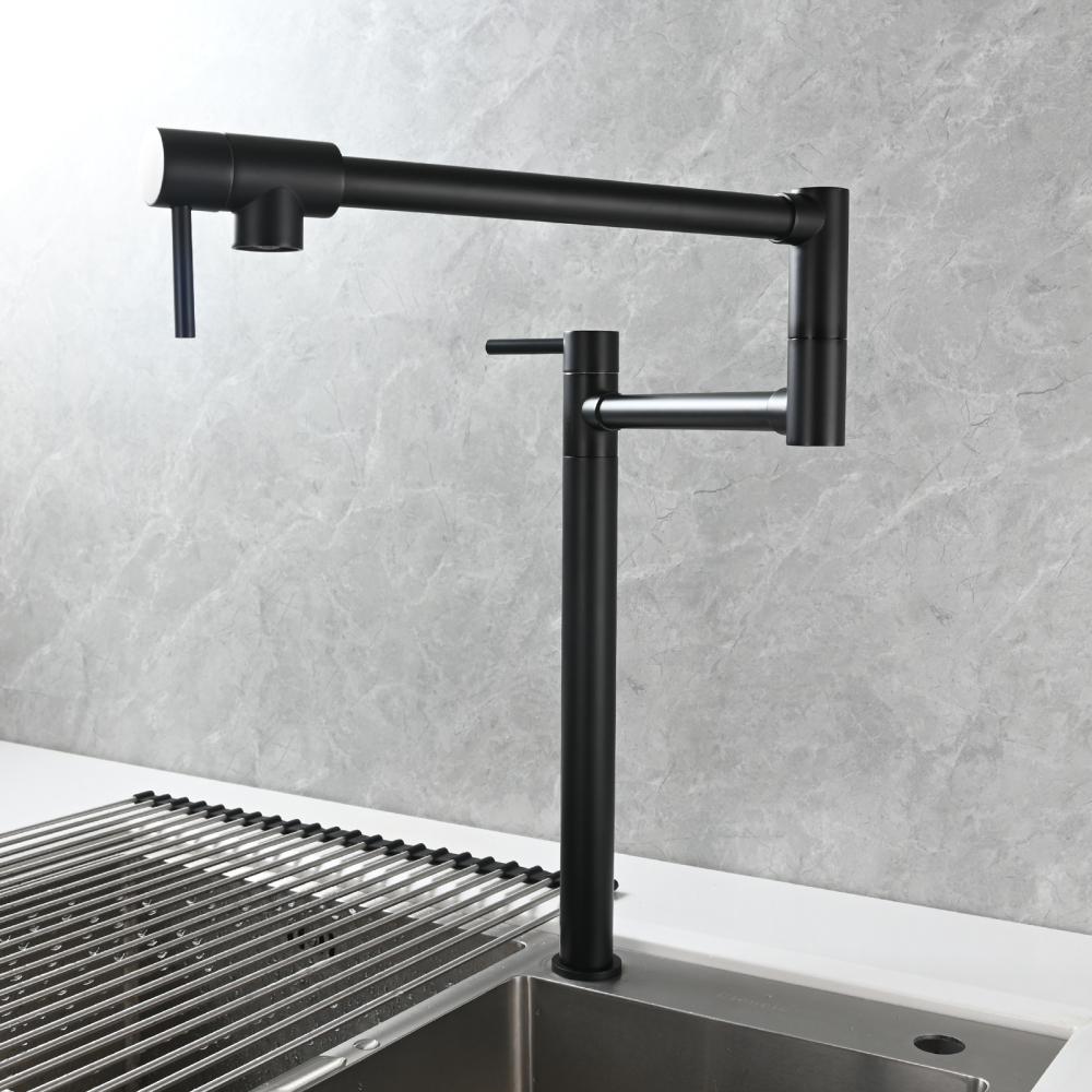 Tecmolog Brass Folding Faucet Single Cold Kitchen Tap with Double Joint Swing Arms