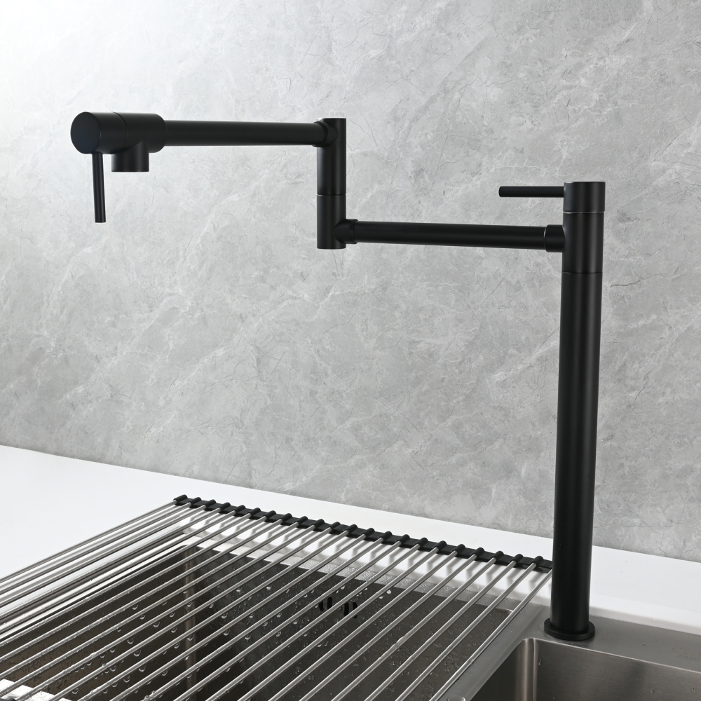 Tecmolog Brass Folding Faucet Single Cold Kitchen Tap with Double Joint Swing Arms