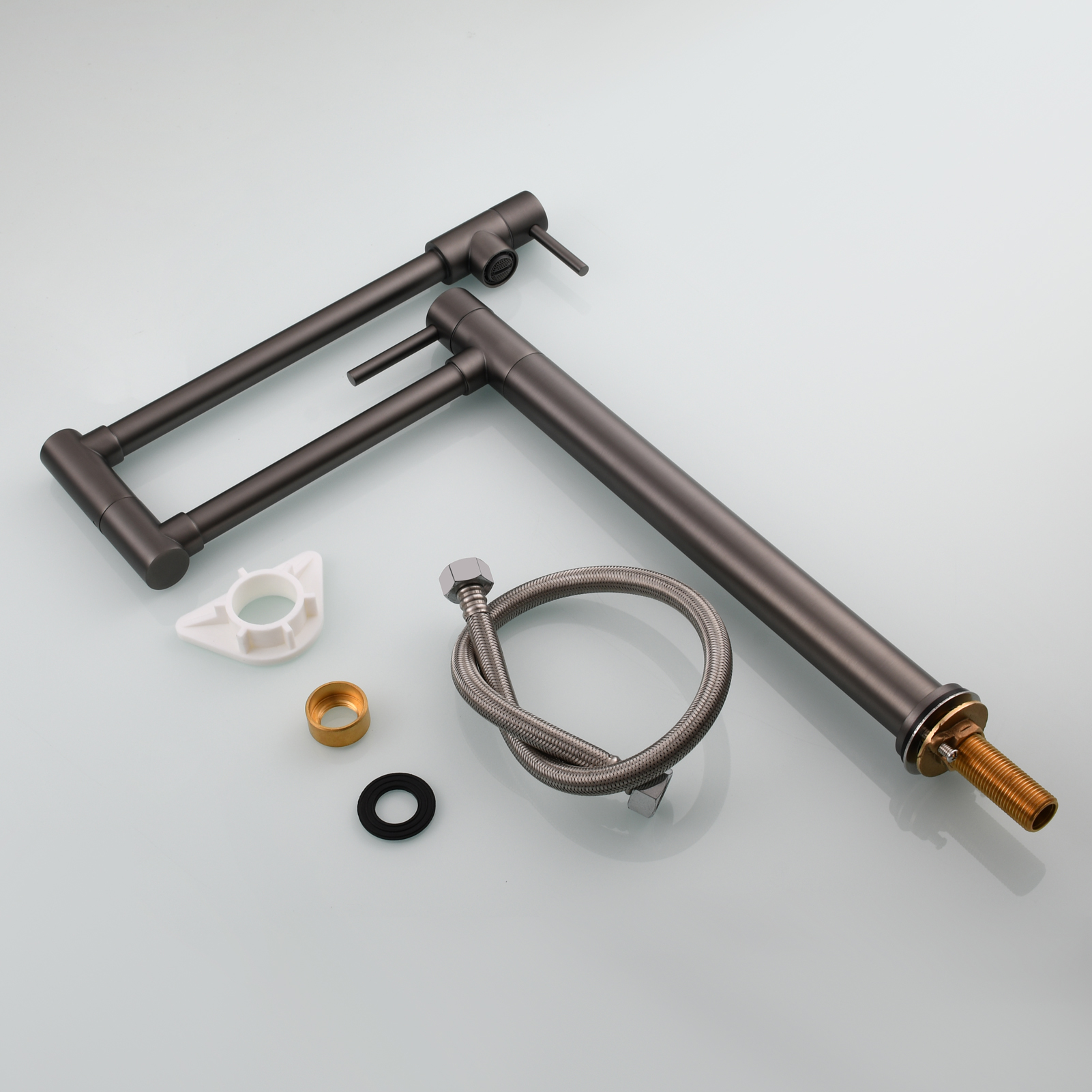 Tecmolog Brass Folding Faucet Single Cold Kitchen Tap with Double Joint Swing Arms