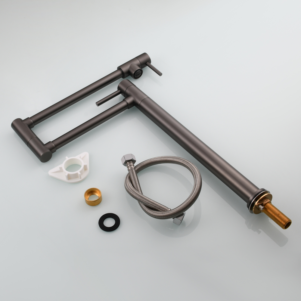 Tecmolog Brass Folding Faucet Single Cold Kitchen Tap with Double Joint Swing Arms