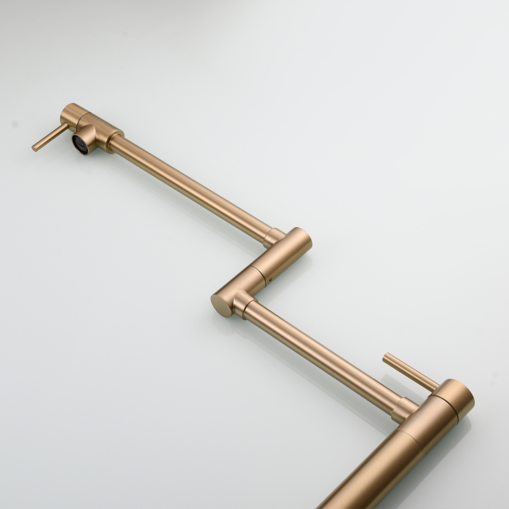 Tecmolog Brass Folding Faucet Single Cold Kitchen Tap with Double Joint Swing Arms