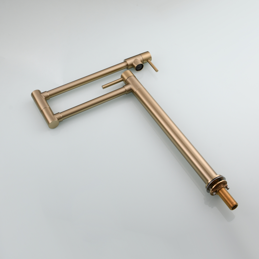 Tecmolog Brass Folding Faucet Single Cold Kitchen Tap with Double Joint Swing Arms