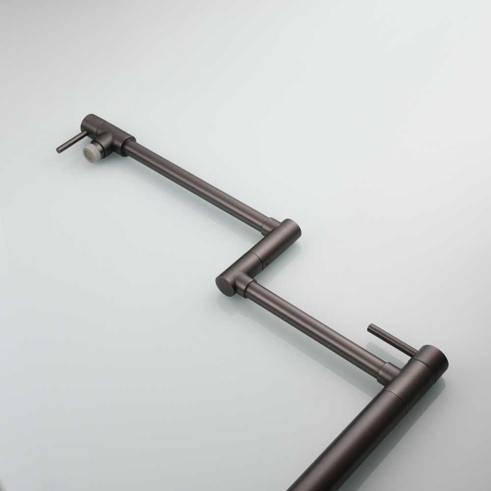 Tecmolog Brass Folding Faucet Single Cold Kitchen Tap with Double Joint Swing Arms