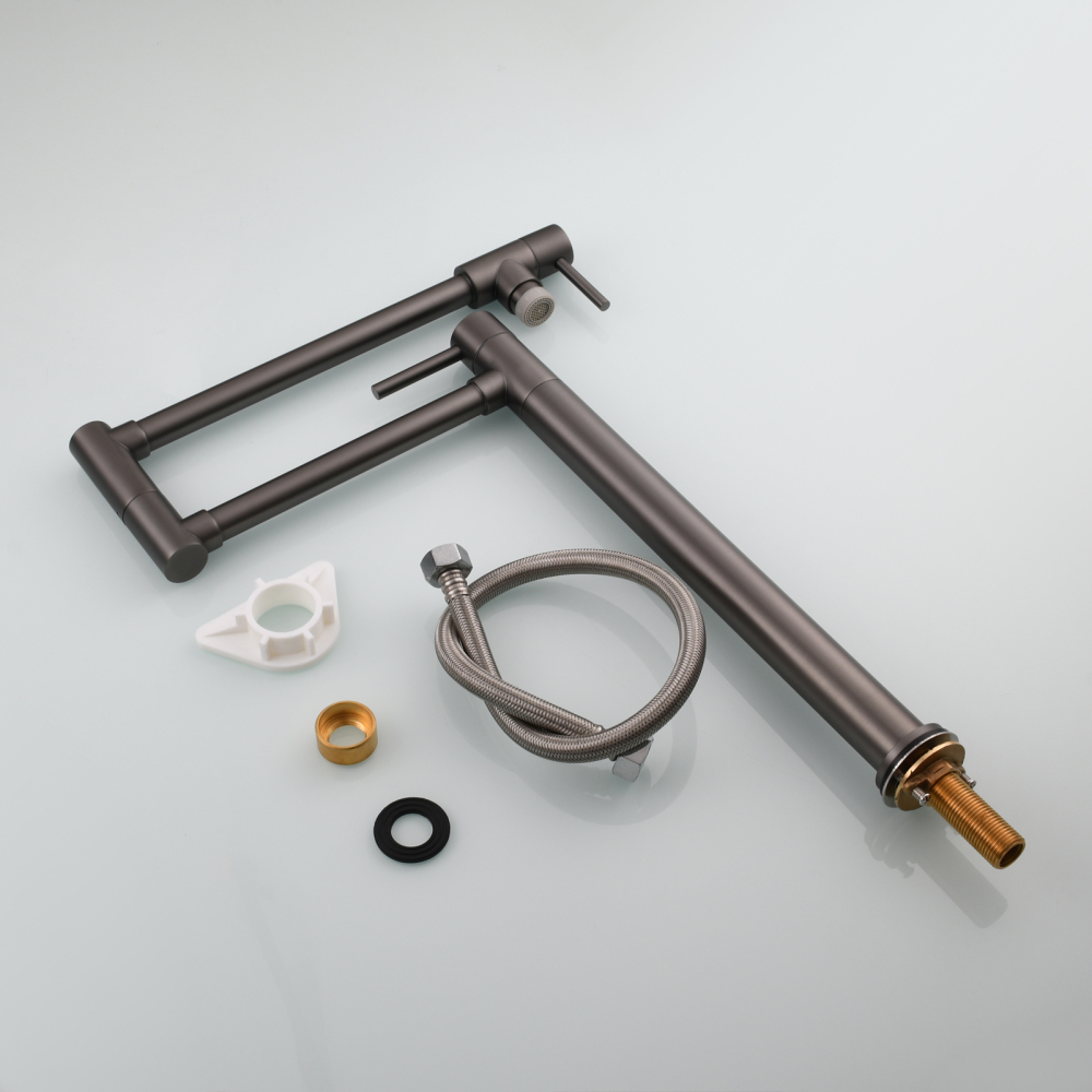 Tecmolog Brass Folding Faucet Single Cold Kitchen Tap with Double Joint Swing Arms