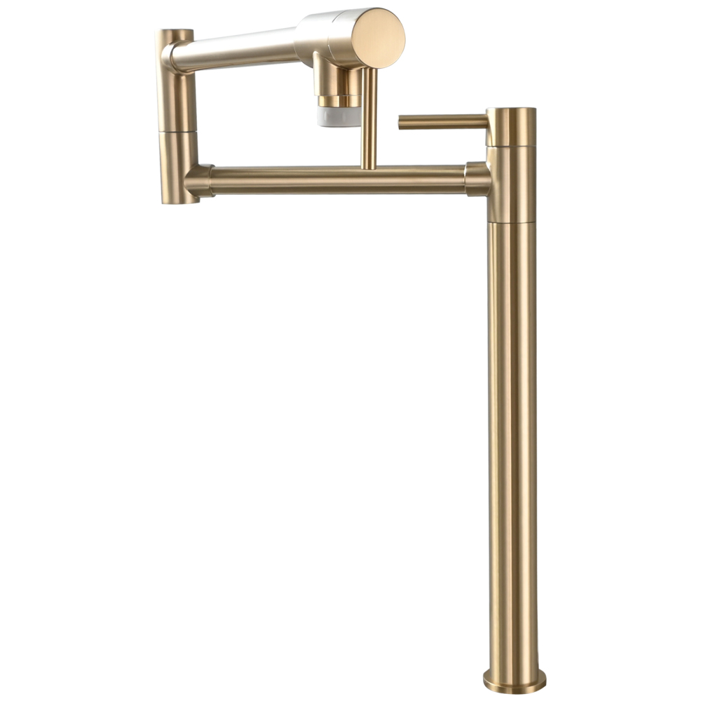 Tecmolog Brass Folding Faucet Single Cold Kitchen Tap with Double Joint Swing Arms