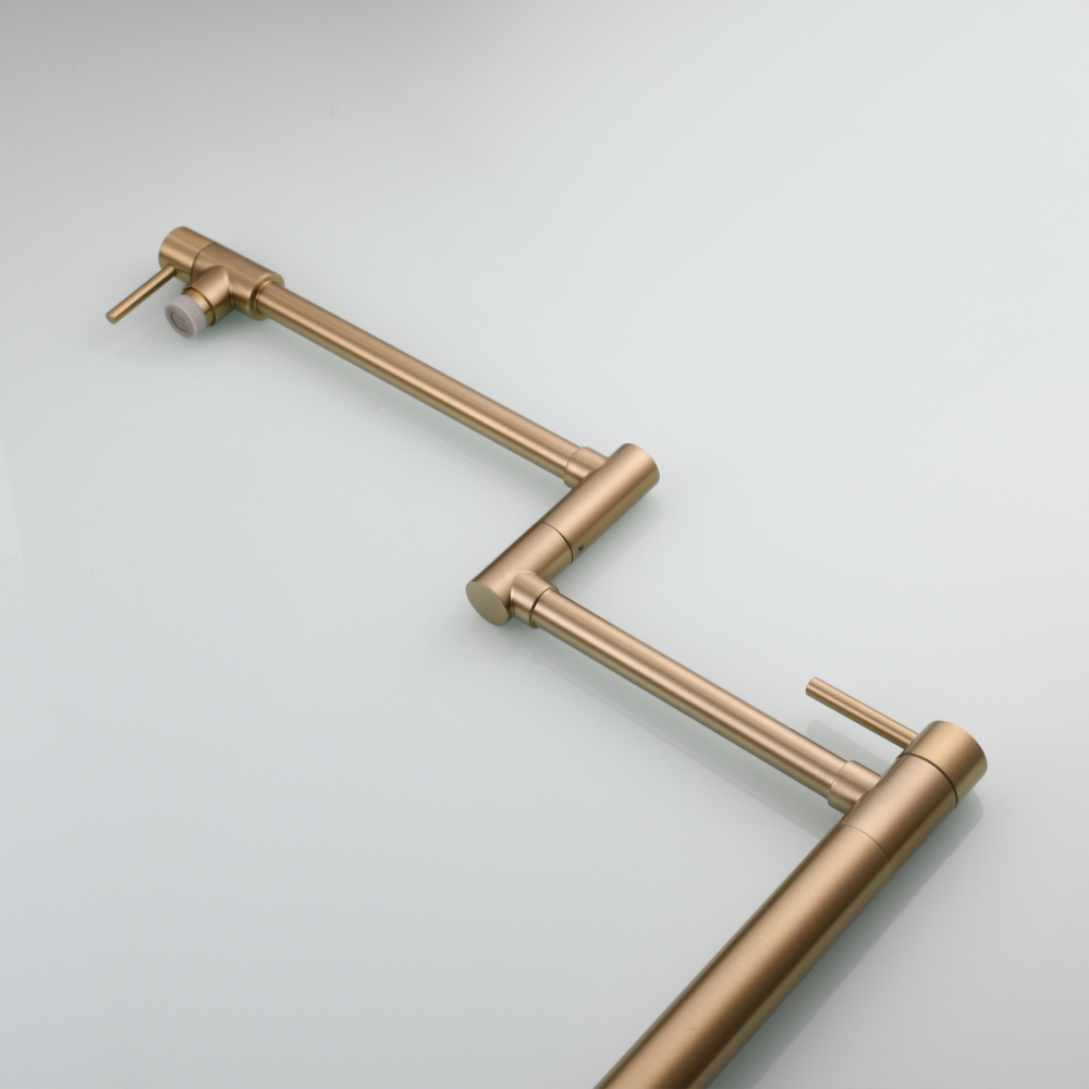 Tecmolog Brass Folding Faucet Single Cold Kitchen Tap with Double Joint Swing Arms