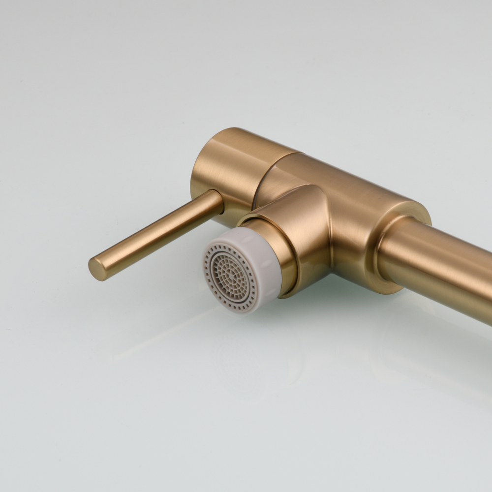 Tecmolog Brass Folding Faucet Single Cold Kitchen Tap with Double Joint Swing Arms