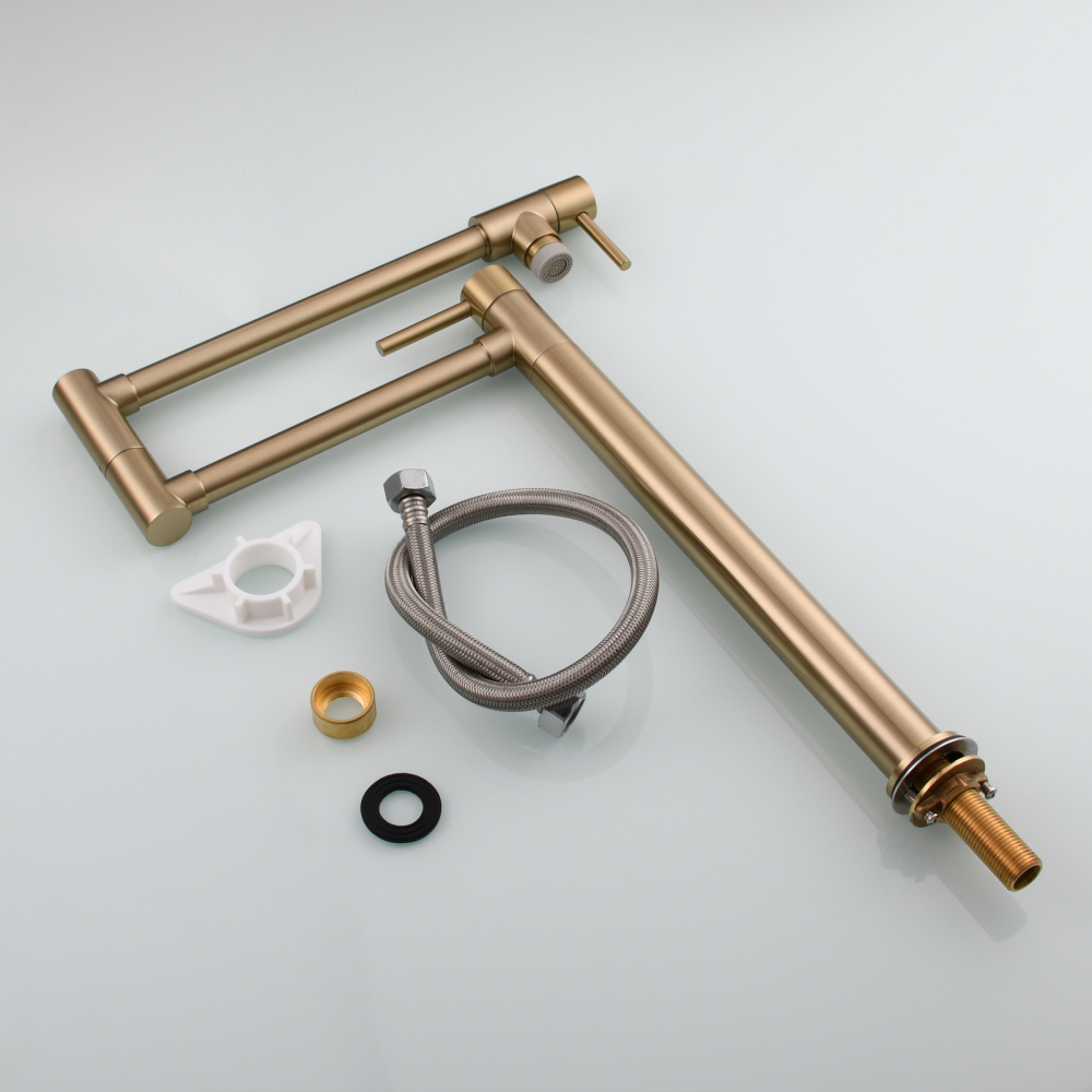 Tecmolog Brass Folding Faucet Single Cold Kitchen Tap with Double Joint Swing Arms