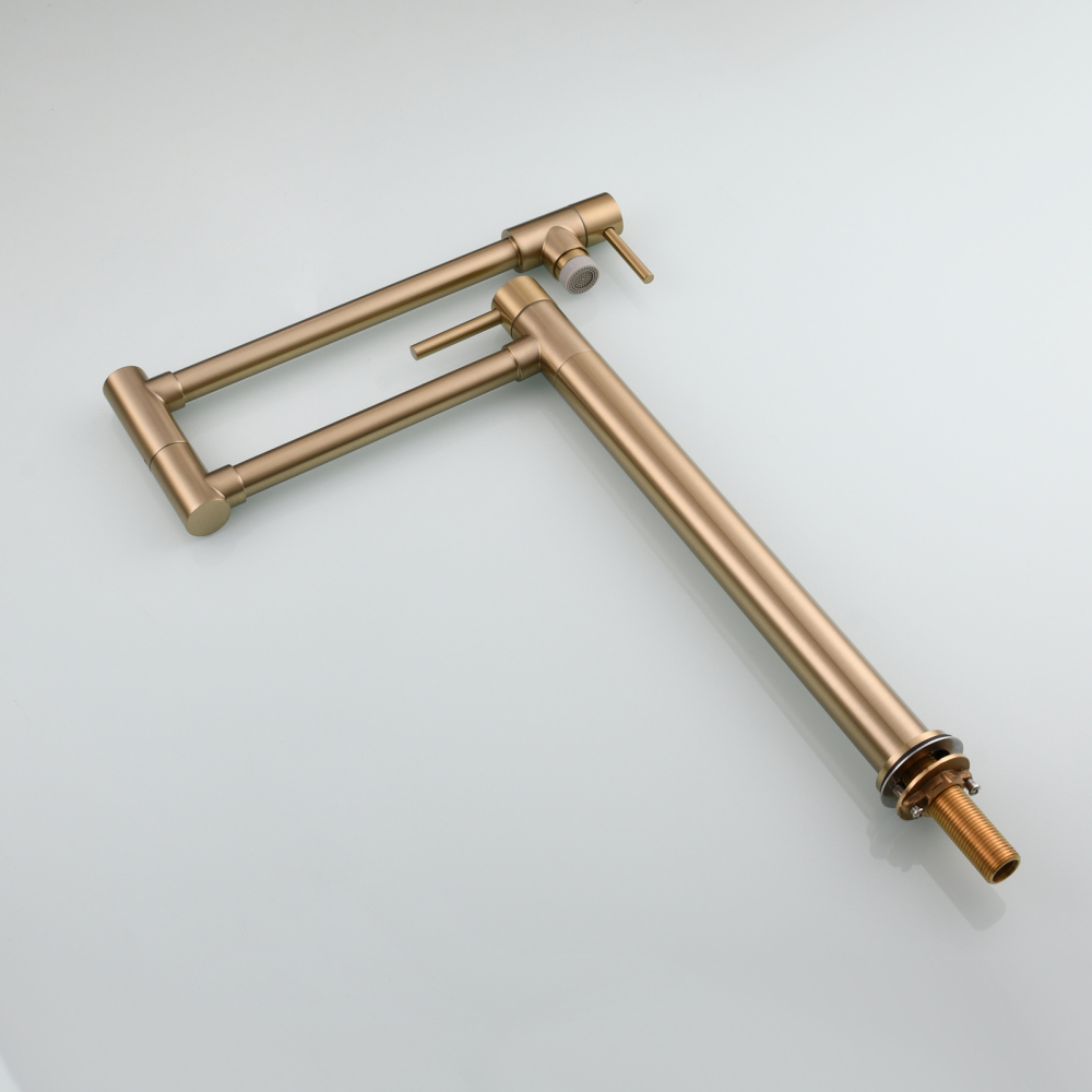 Tecmolog Brass Folding Faucet Single Cold Kitchen Tap with Double Joint Swing Arms