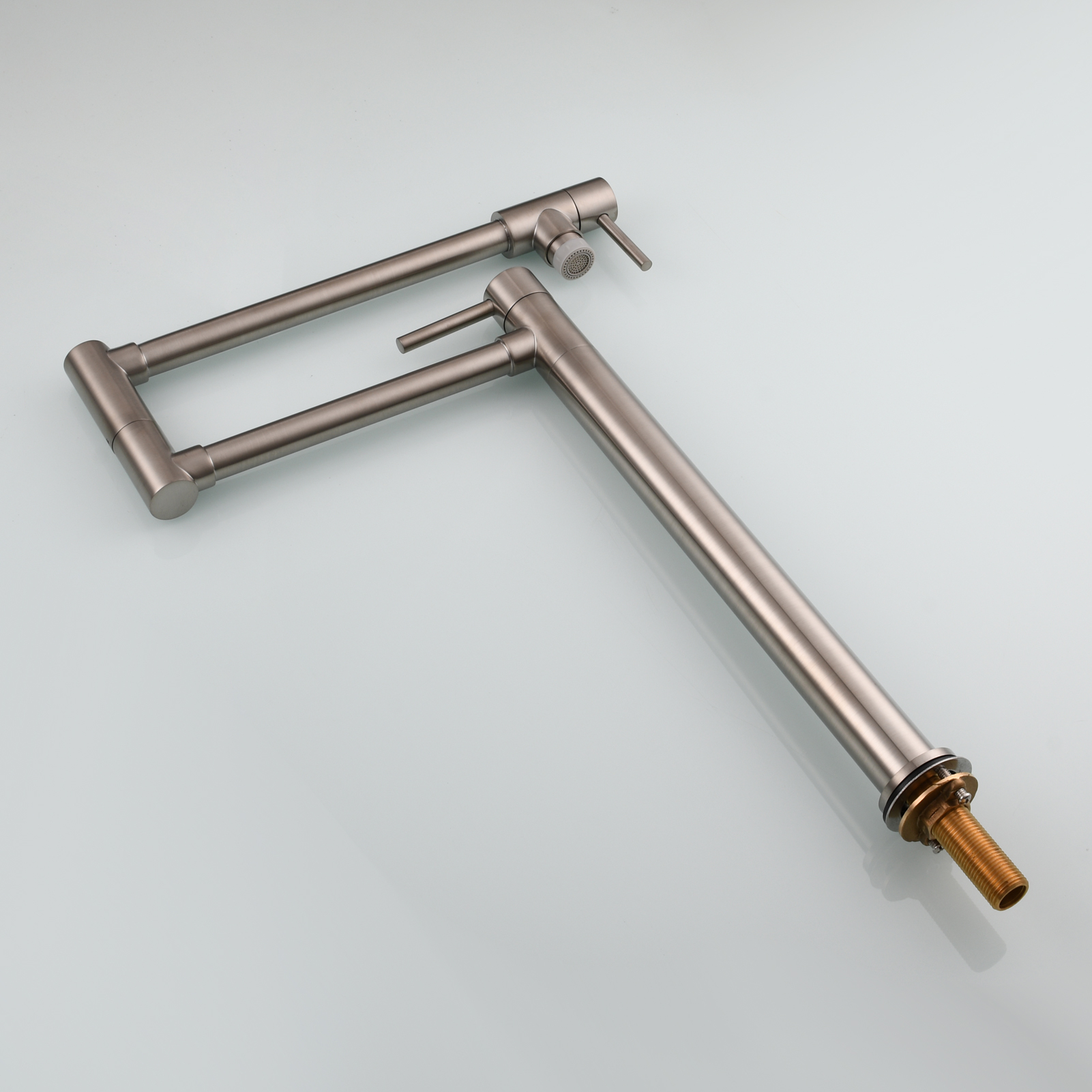 Tecmolog Brass Folding Faucet Single Cold Kitchen Tap with Double Joint Swing Arms