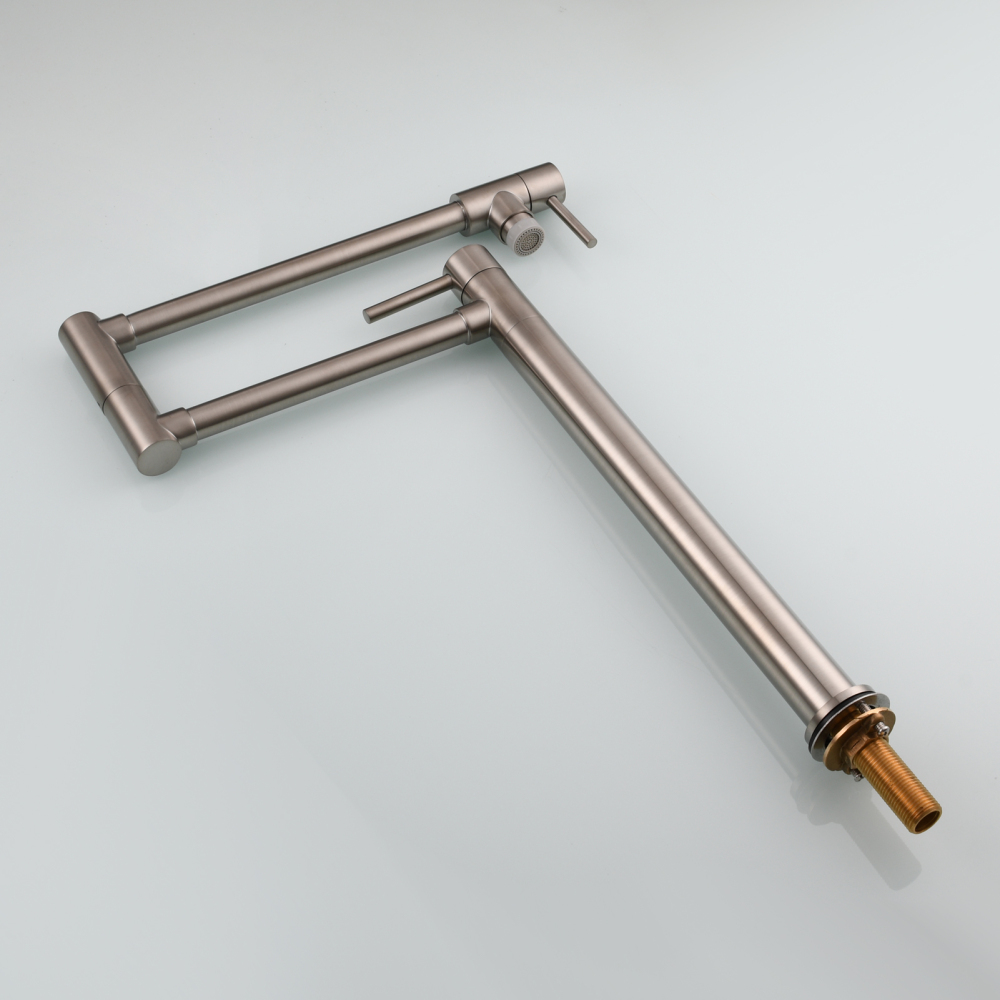 Tecmolog Brass Folding Faucet Single Cold Kitchen Tap with Double Joint Swing Arms