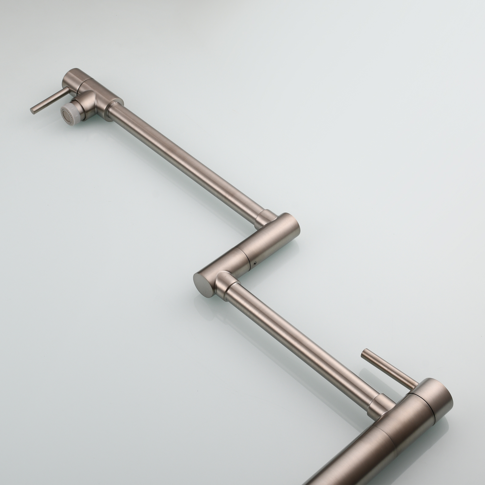 Tecmolog Brass Folding Faucet Single Cold Kitchen Tap with Double Joint Swing Arms