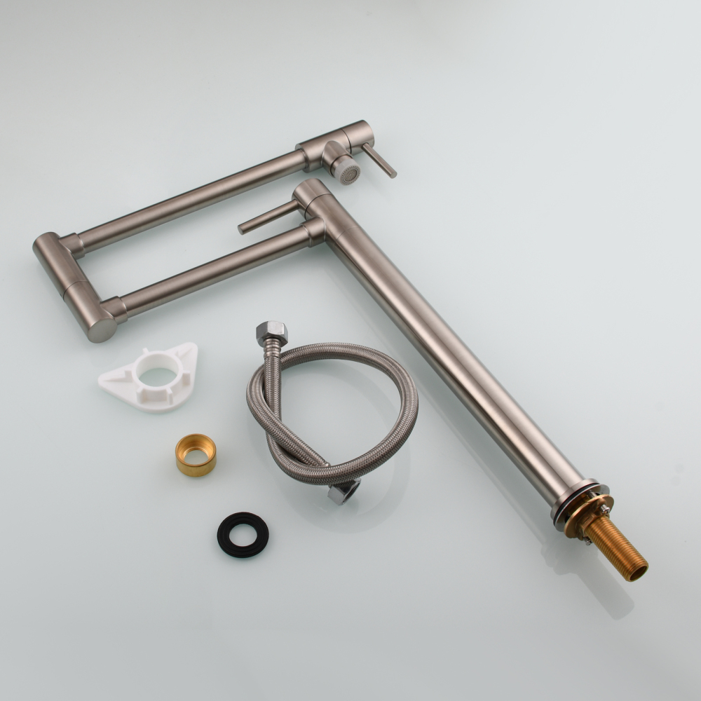 Tecmolog Brass Folding Faucet Single Cold Kitchen Tap with Double Joint Swing Arms