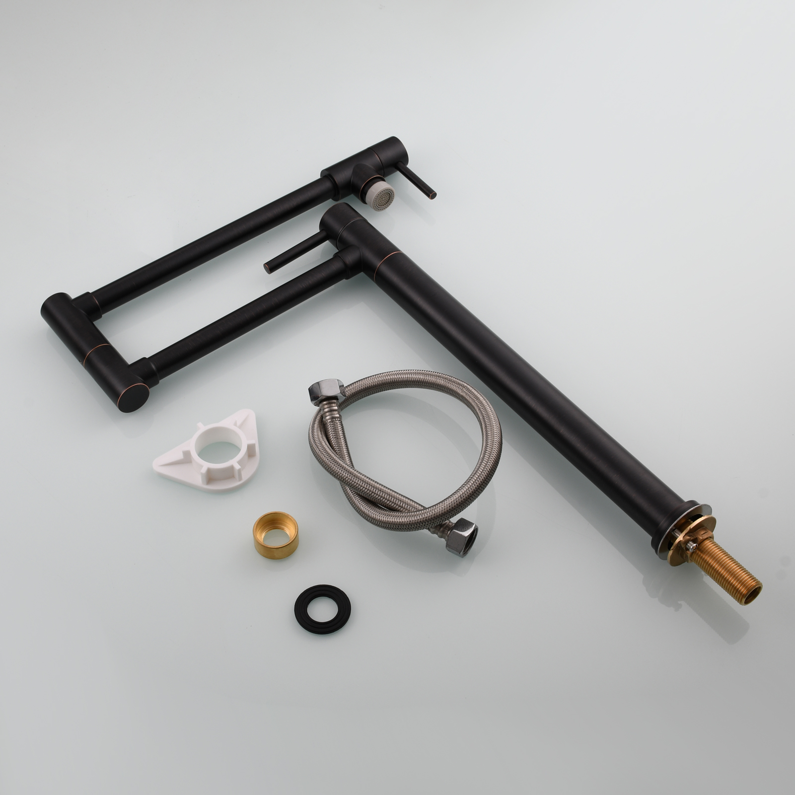 Tecmolog Brass Folding Faucet Single Cold Kitchen Tap with Double Joint Swing Arms
