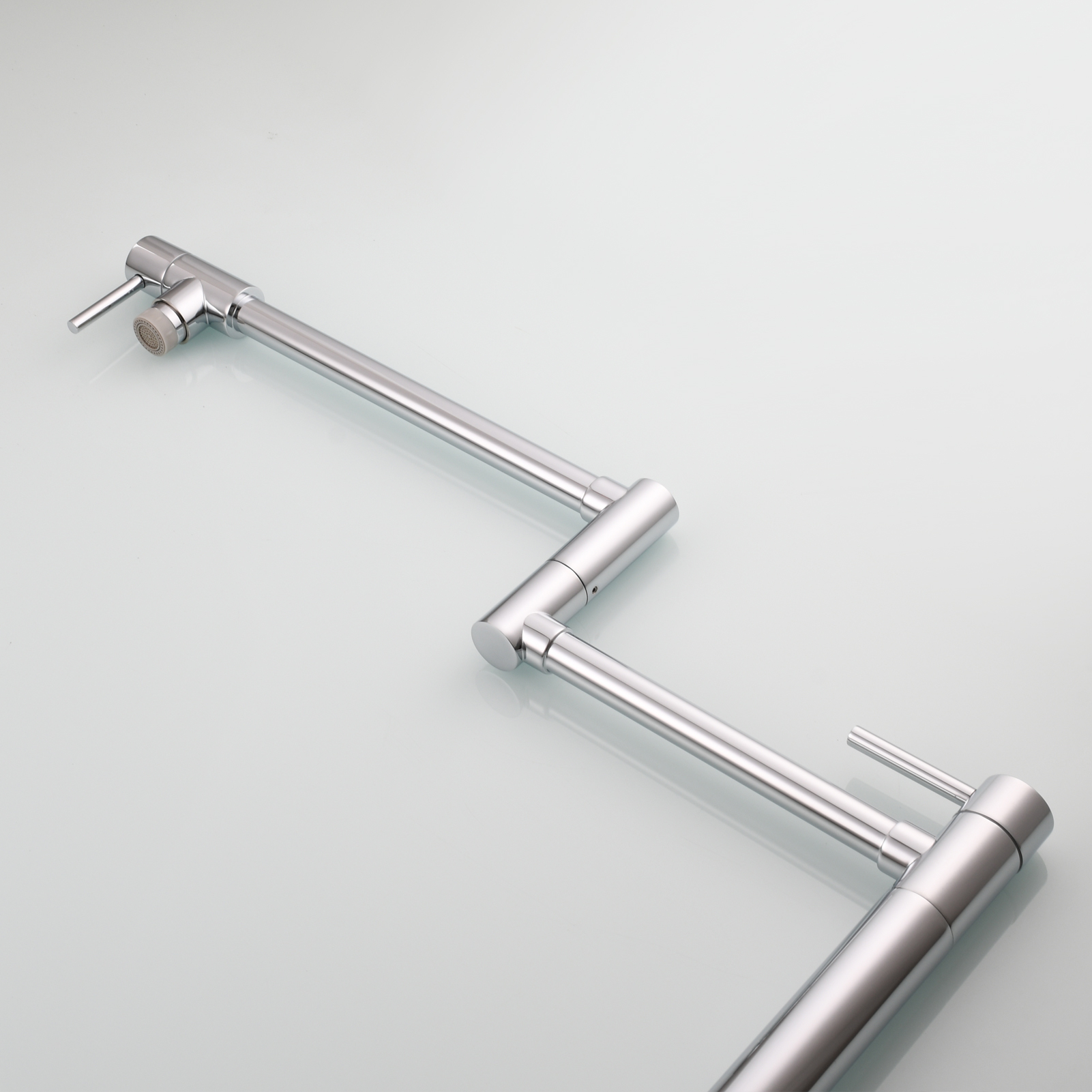 Tecmolog Brass Folding Faucet Single Cold Kitchen Tap with Double Joint Swing Arms