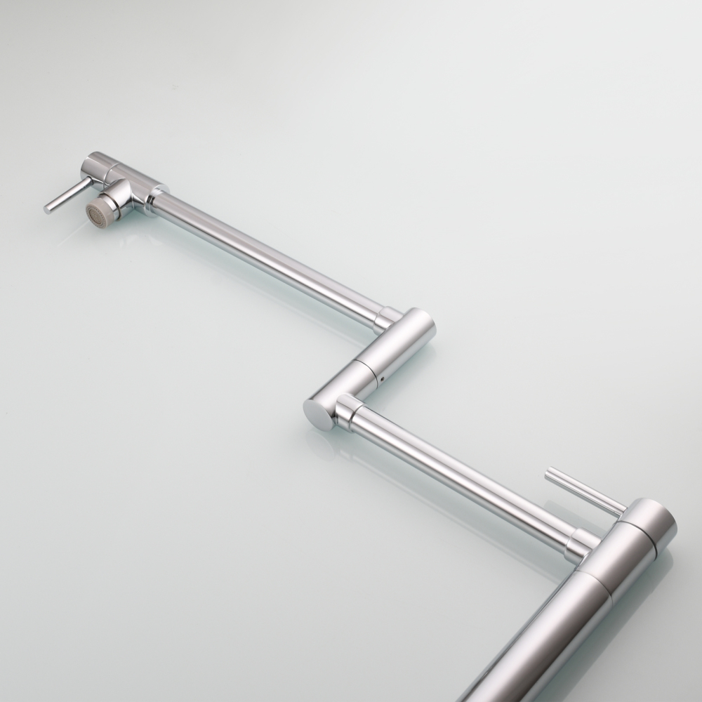 Tecmolog Brass Folding Faucet Single Cold Kitchen Tap with Double Joint Swing Arms