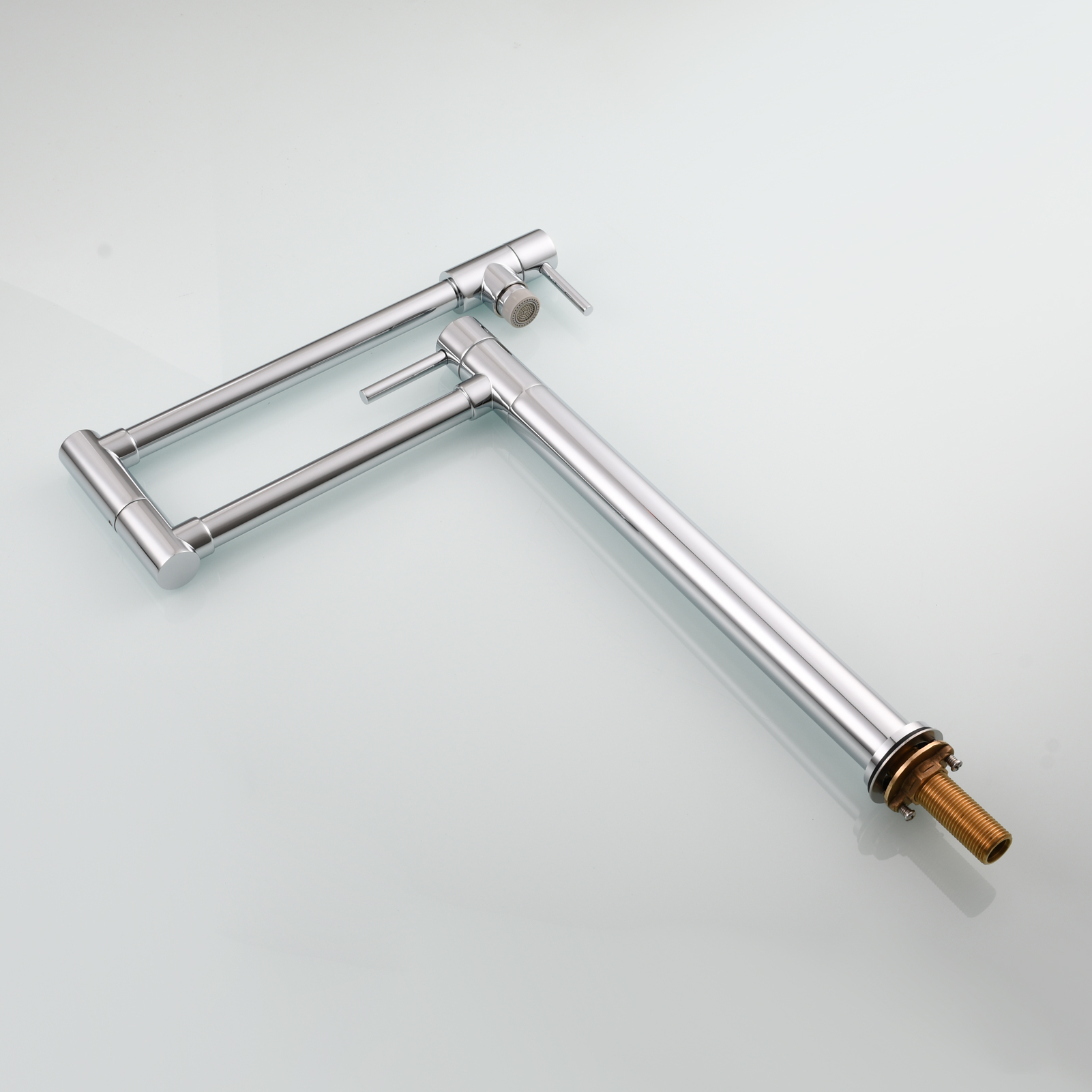 Tecmolog Brass Folding Faucet Single Cold Kitchen Tap with Double Joint Swing Arms