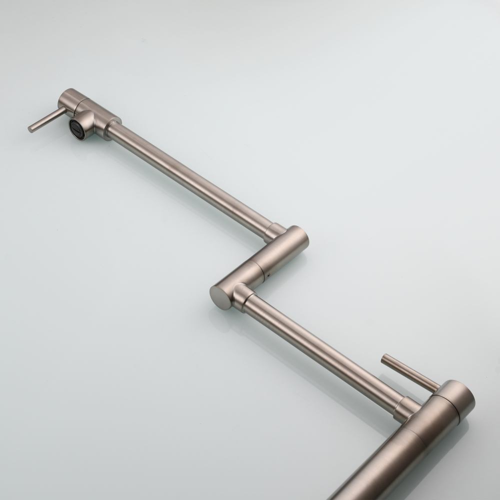 Tecmolog Brass Folding Faucet Single Cold Kitchen Tap with Double Joint Swing Arms