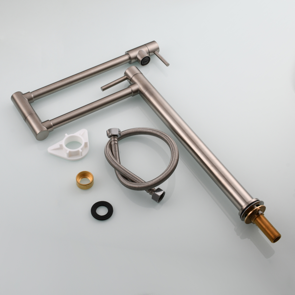 Tecmolog Brass Folding Faucet Single Cold Kitchen Tap with Double Joint Swing Arms
