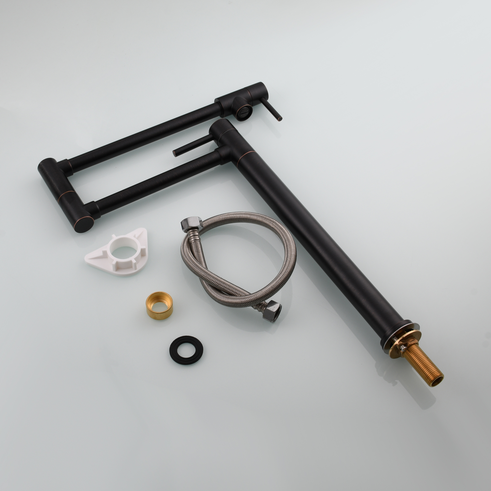 Tecmolog Brass Folding Faucet Single Cold Kitchen Tap with Double Joint Swing Arms