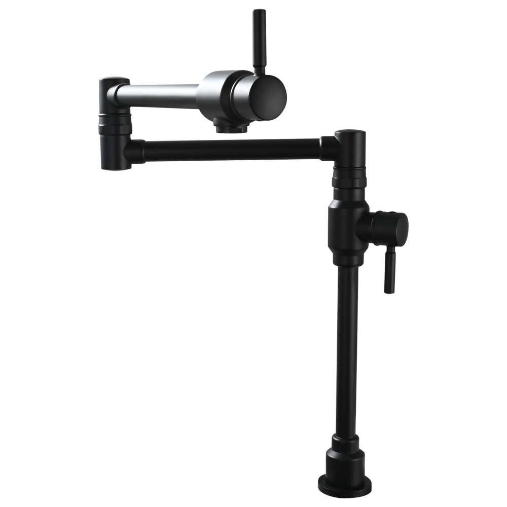 Tecmolog Brass Folding Deck Mount Pot Faucets Over Stove,Single Cold Kitchen Tap with Double Joint Swing Arms