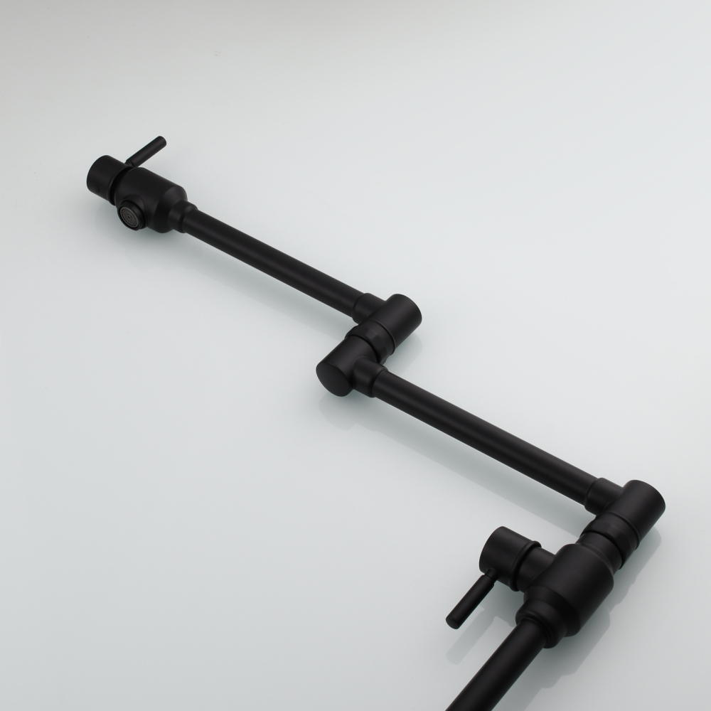 Tecmolog Brass Folding Deck Mount Pot Faucets Over Stove,Single Cold Kitchen Tap with Double Joint Swing Arms